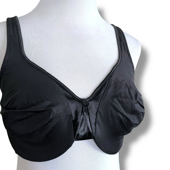 Olga 40C Bra Black Signature Support Satin Full Figure Coverage Underwire 35002 - Picture 4 of 7